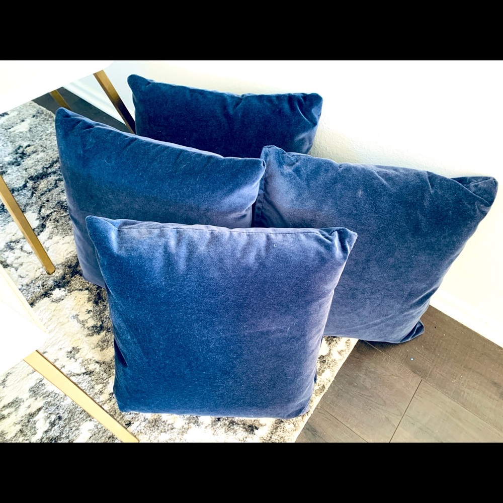 Velvet royal blue plush pillows